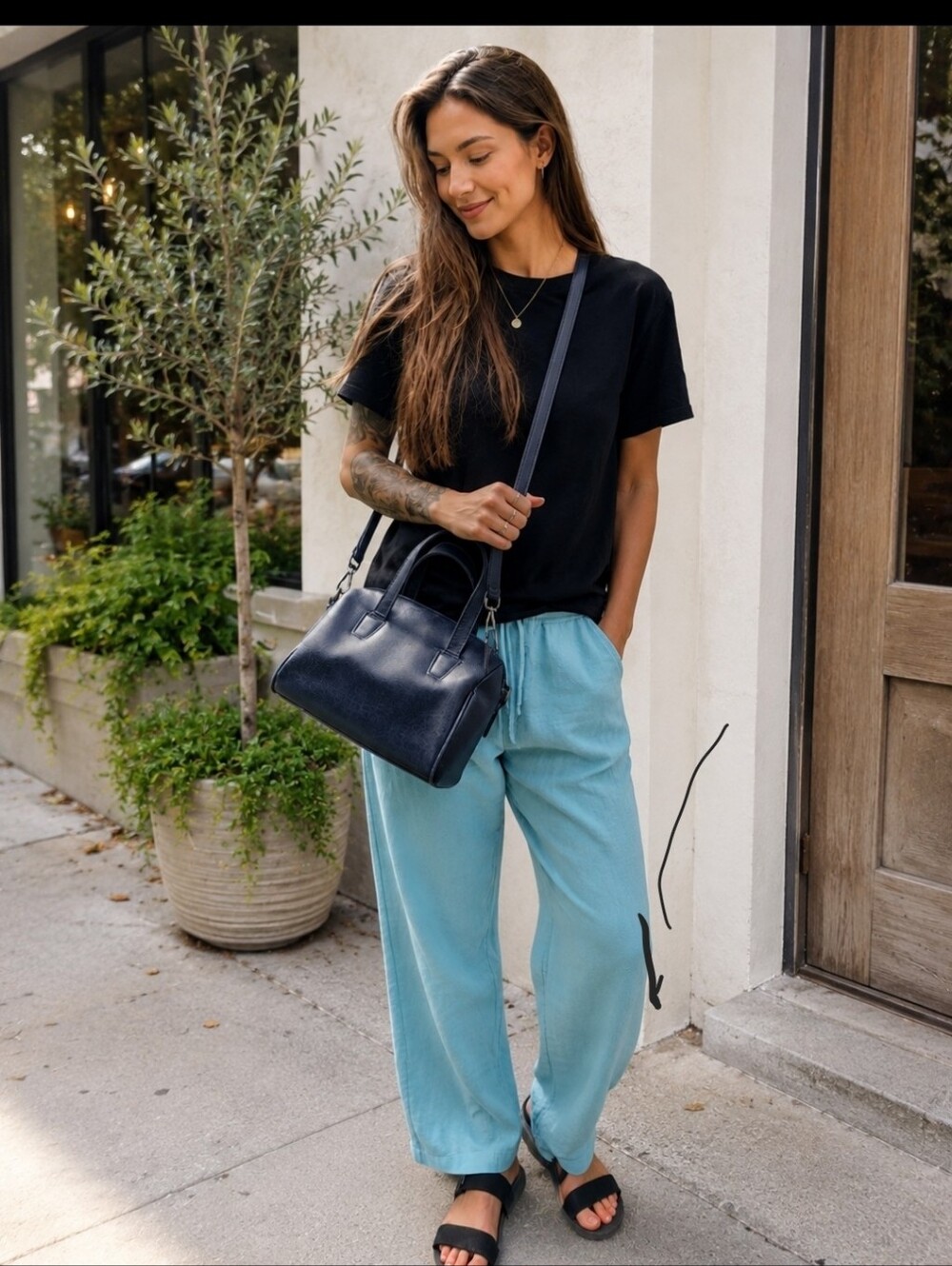 Matt & Nat Navy Vegan Leather Convertible Crossbody Tote